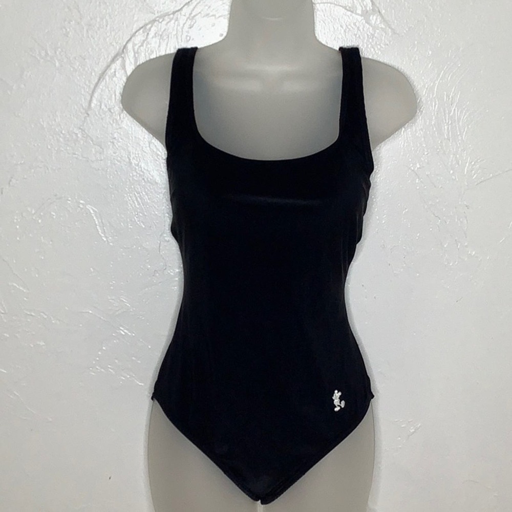 Vintage 90’s Walt Disney Mickey embroidered one piece black swimsuit SZ 16 EUC